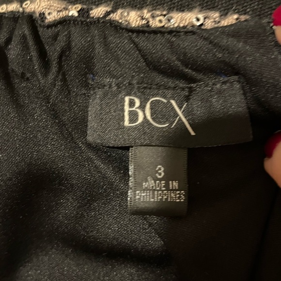 BCX Cocktail Dress, Black chiffon skirt with sequin bodice, sz 3 - Picture 2 of 4